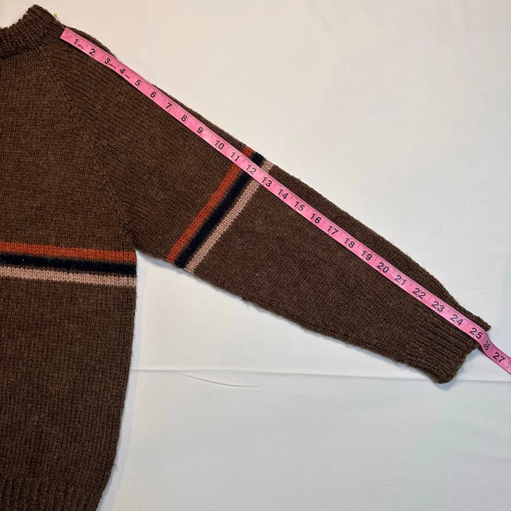 Handmade | Recycled Wool Blend Stripe Sweater | Earthtone Heritage Knit | M - Picture 7 of 7